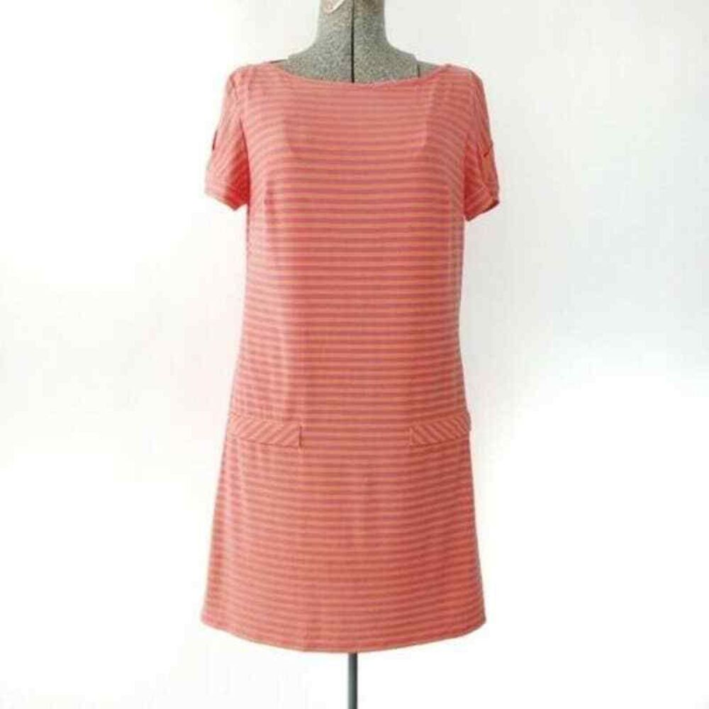 Laundry By Design Dress Womens Small Pink Orange Striped Lined Shift Casual